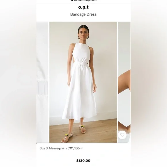 Shopbop o.p.t bandage dress in white - size small